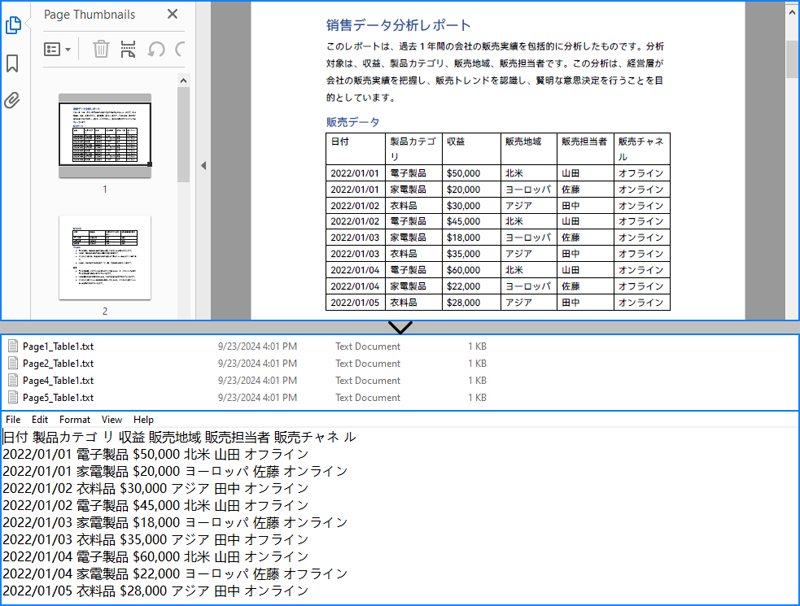 C#：PDF ドキュメントから表を抽出する方法