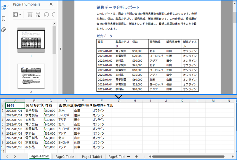 C#：PDF ドキュメントから表を抽出する方法