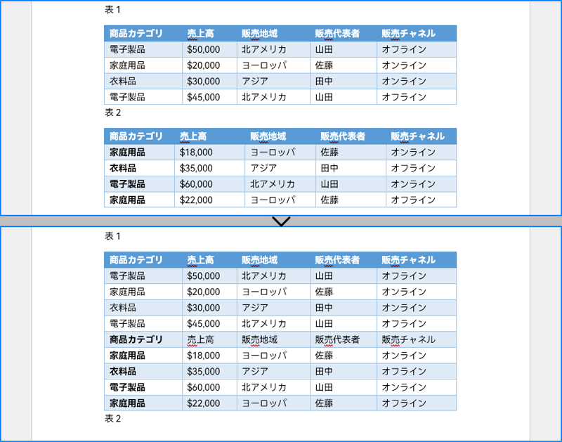 C#：Word 文書内の表を結合または分割する方法