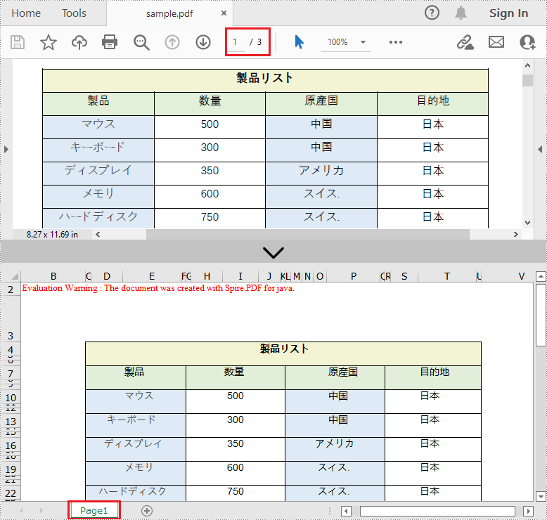 Java：複数の PDF ページを1つの Excel ワークシートに変換する方法