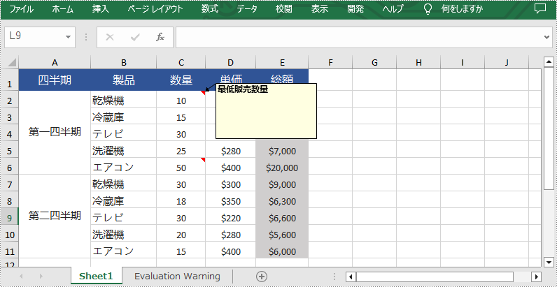 Java：Excel でコメントを表示または非表示にする方法