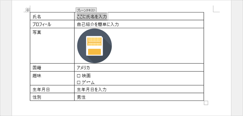 Spire.Doc for Pythonで作成したWord文書に記入可能なフォーム