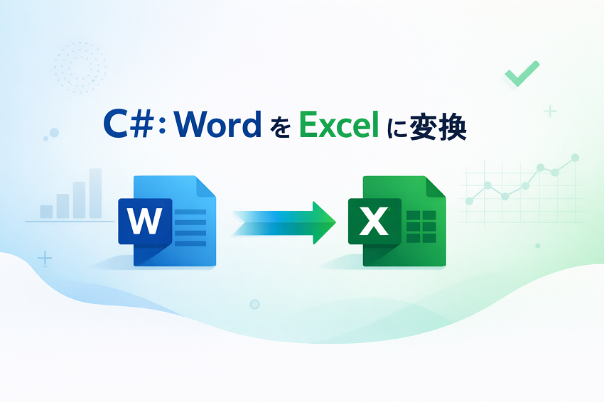 C#：Word から Excel への変換