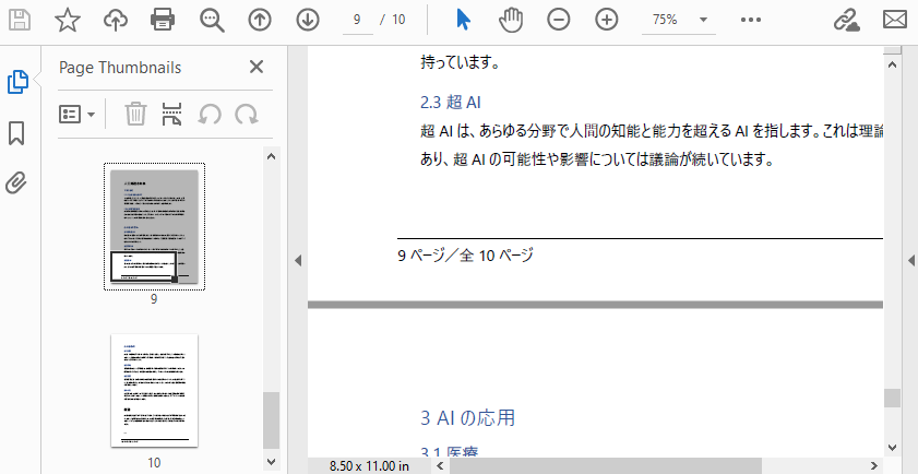 ページ番号付きのPDFファイル