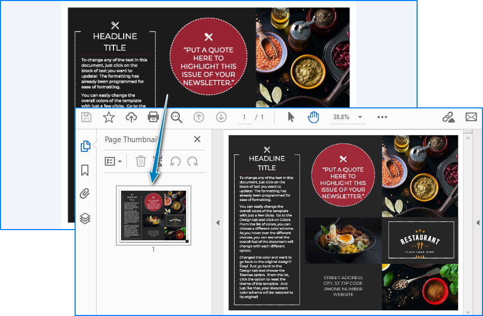 単一ページの TIFF を PDF に変換