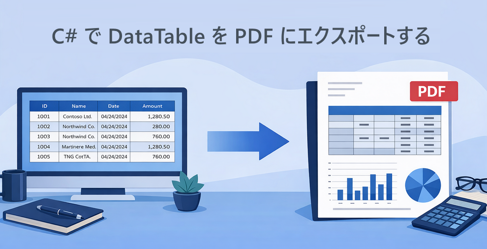 C#でDataTableをPDFに出力するチュートリアル