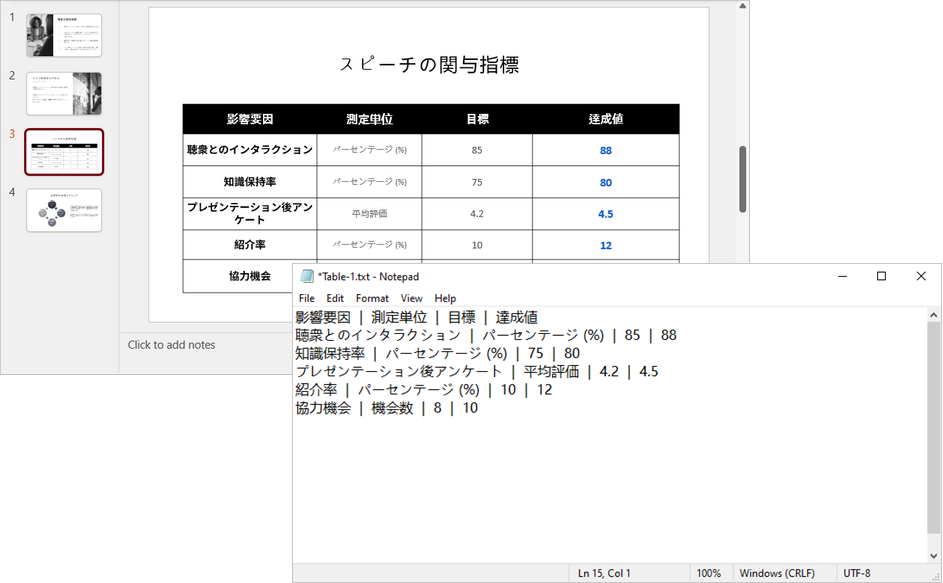 表からテキストを抽出する