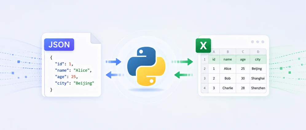 Spire.XLSを使用したPythonでのJSONとExcelの変換 – チュートリアルカバー画像