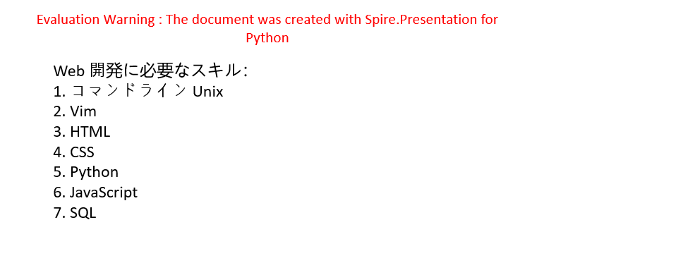 PowerPoint の番号付きリスト